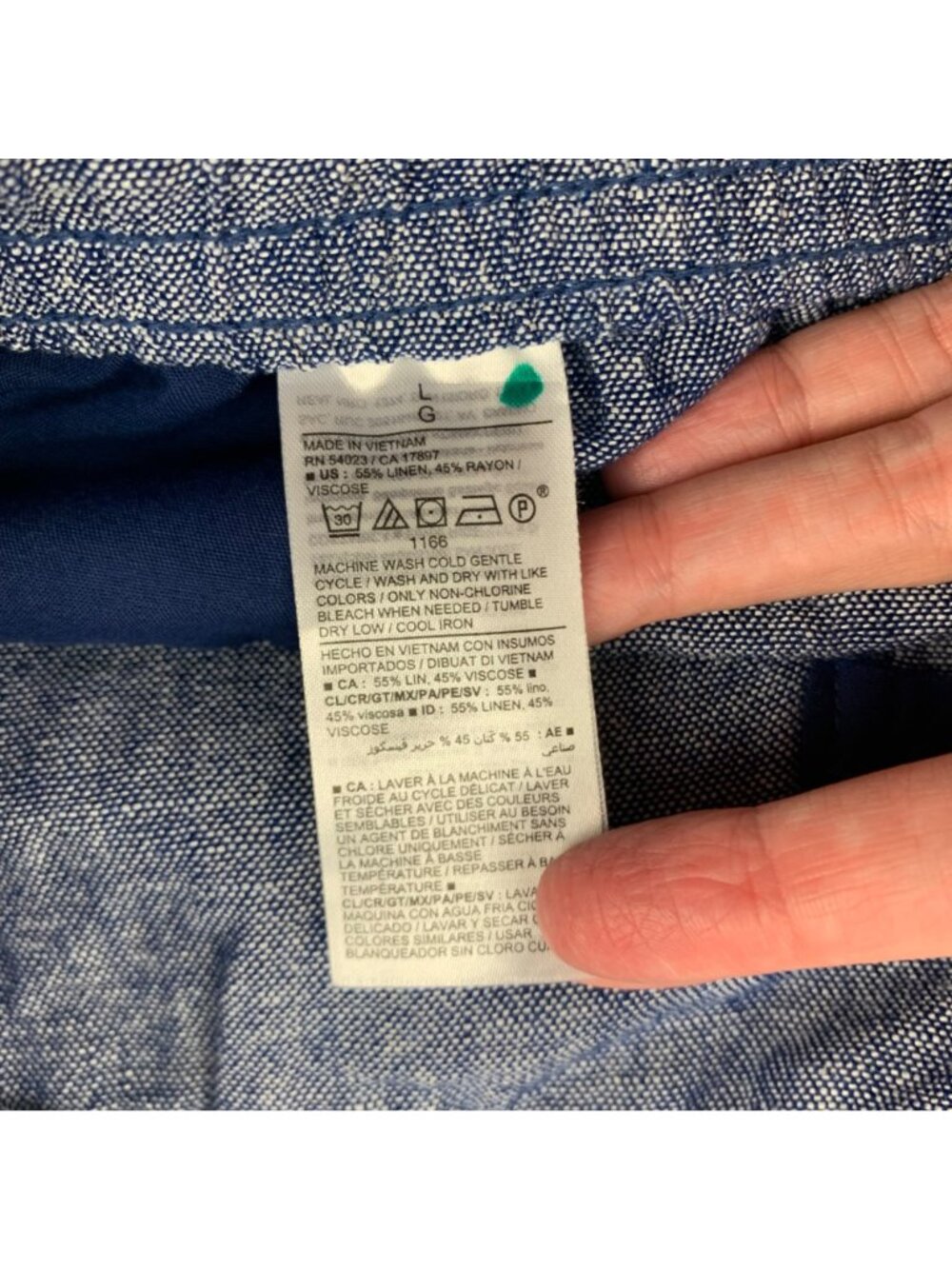 Old Navy Blue Chambray Linen Blend High Rise Pull On Shorts L - Picture 4 of 5